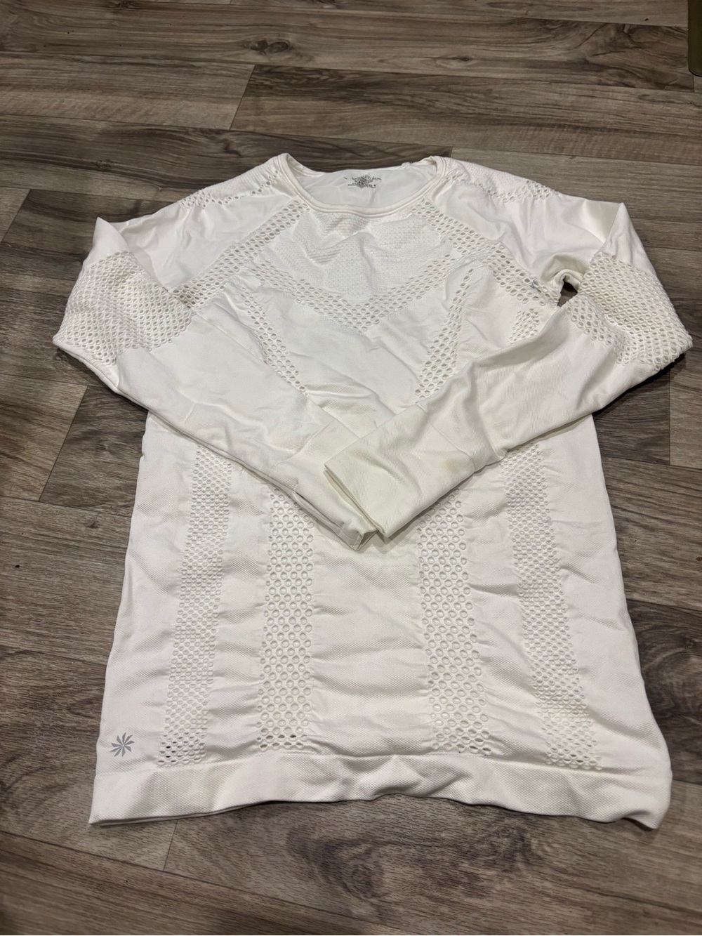 Athleta White Open-Knit Crewneck Sweatshirt - Picture 2 of 10